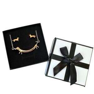 New Dachshund Necklace & Earrings Set In A Gift Box